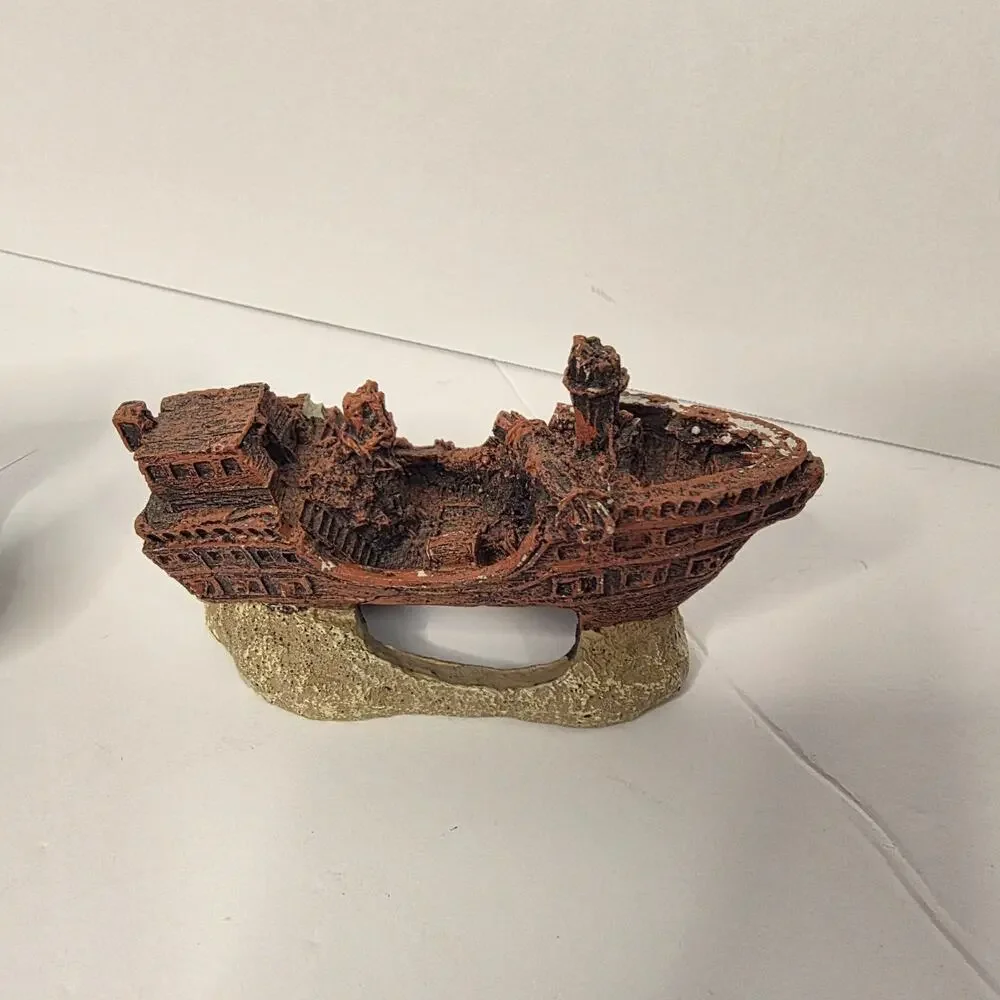 Aquarium Decorations Lot Pirate Ship Wreck Plants Cave Fish Tank Decor